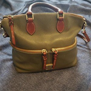 Dooney & Bourke Pebble Grain Double Pocket Satchel (Brown)